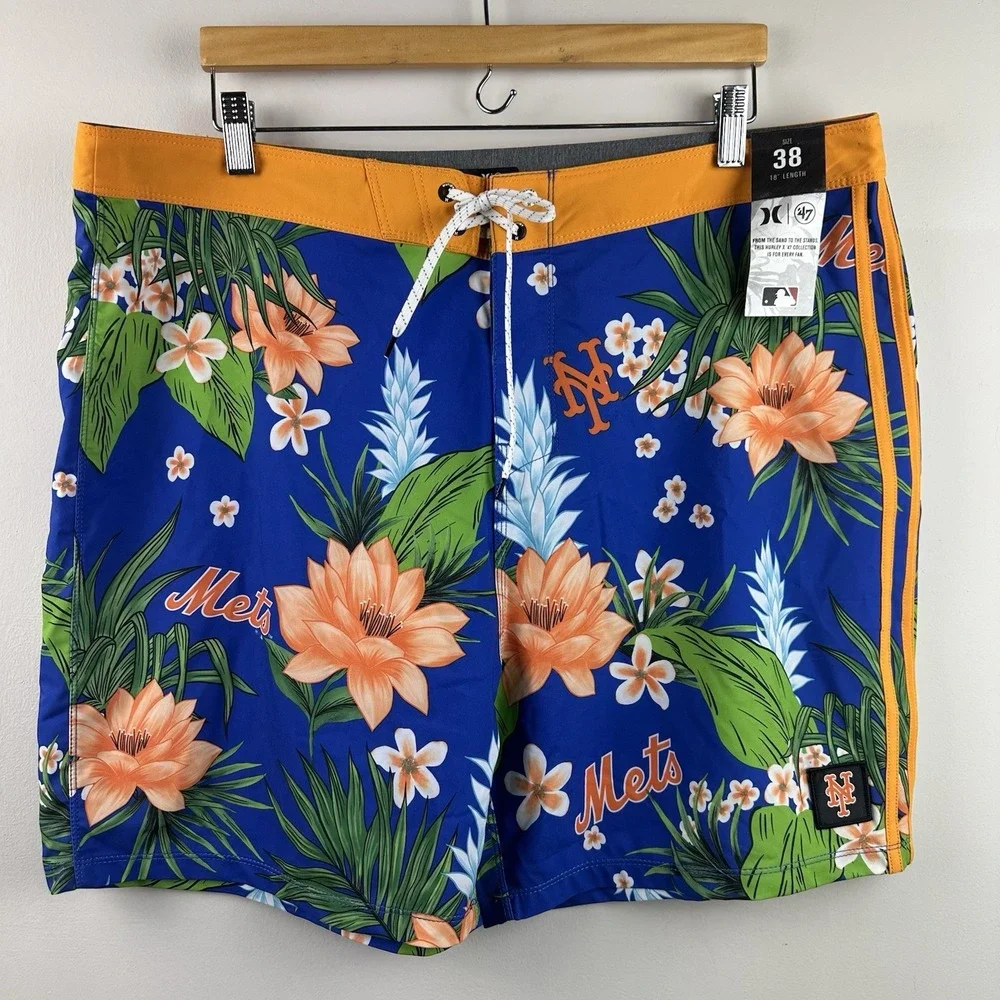 Hurley '47 New York Mets Cannonball Tropics Swim Shorts Royal Men Sz 38